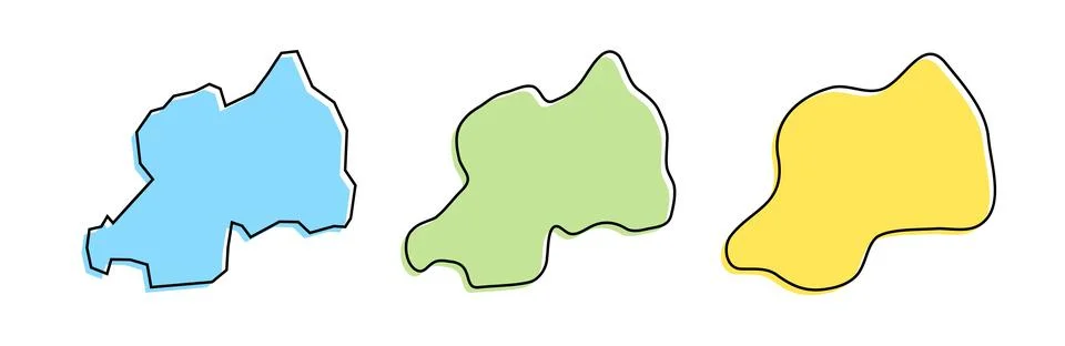 Rwanda vector country map in three levels of smoothness Stock Illustration