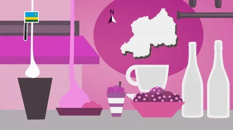 Rwanda - Vector Menu - Restaurant - Food and Drinks - pink Stock Footage 67460531