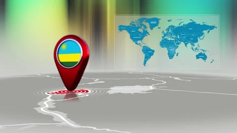 Rwanda World Map Pin Location Background Loop 4k Stock Footage 341771721