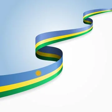 Rwandan flag wavy abstract background. Vector illustration. Stock Illustration