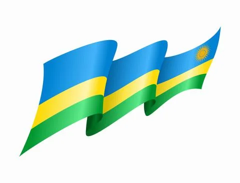 Rwandan flag wavy abstract background. Vector illustration. Stock Illustration