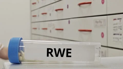 RWE oral tablet research development clinical trial and evidence concept box of Stock Footage 347649112