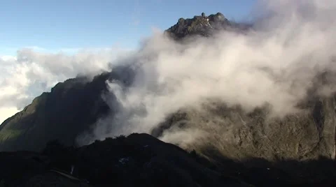Rwenzori mountain view with passing clouds, timelapse Stock Footage 44333368