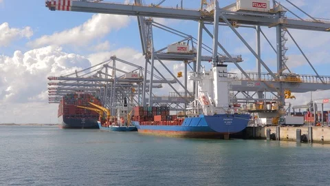 RWG container terminal in Rotterdam Stock Footage