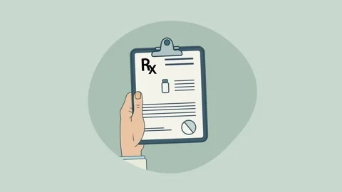 RX Document Holding by Doctor hand Minimal Design animation . Medicine pres.. Stock Footage 305570813