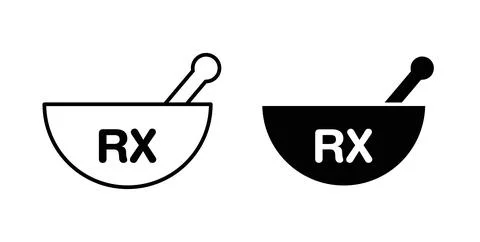 RX icon in black and white. vector icon pack for websites Stock Illustration
