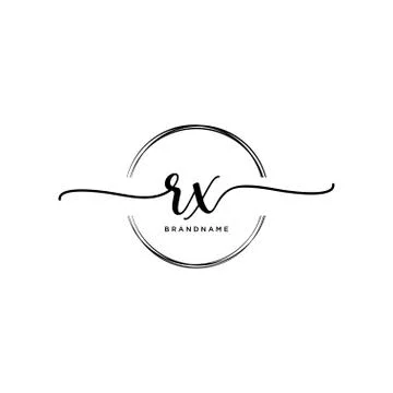 RX Initial handwriting logo with circle template vector Stock Illustration