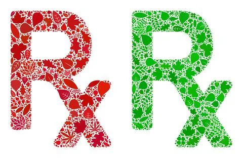 Rx Symbol Icon Botany Composition of Floral Elements Stockillustratie