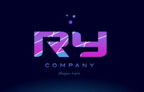 Ry r y  colored blue pink purple alphabet letter logo icon vector Stock Illustration