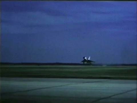A Ryan Firebee target drone is pursued and destroyed by missiles fired from a Video stock 75413326
