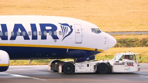 Ryanair airplane pushback Stock Footage 84426074