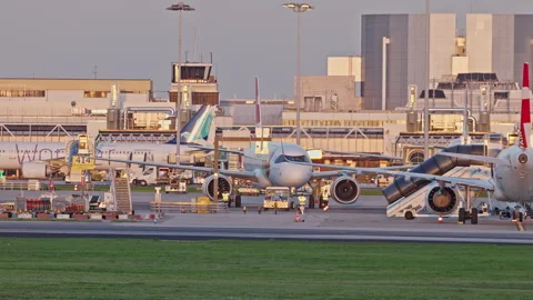 Ryanair Airplane Towed by Pushback Car at Lisbon Airport Sunset 스톡 동영상 303374833