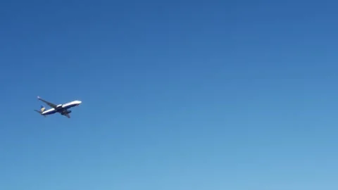 A Ryanair Boeing 737-8AS plane landing on Lisbon airport runway Stock Footage 251481696