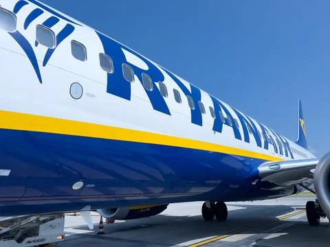 Ryanair flight close up Stock Photos
