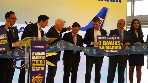 Ryanair opens €25m Madrid hangar, creating 700 jobs, Madrid, ES - 18 Mar 2026 Stock Footage 331013944