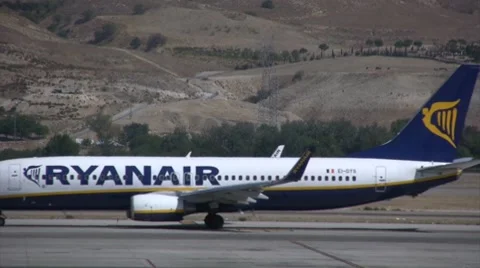 Ryanair plane on the runway Stock Footage 8327721