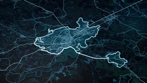 Ryazan Russia Glowing Digital Map Animation 4K Stock Footage 339754377