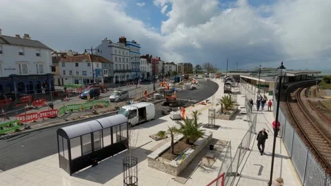 Ryde interchange construction underway Spring 2023, Isle of Wight Stock Footage 238542570