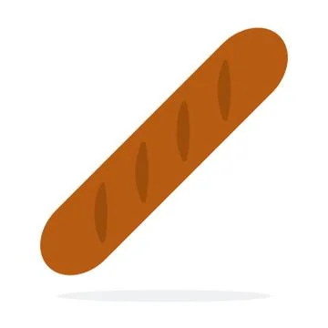 Rye baguette vector flat material design isolated object on white background. Stock Illustration