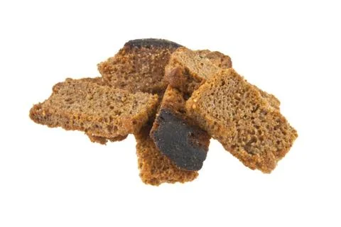 Rye biscuits with beer isolated on white background Stock Photos