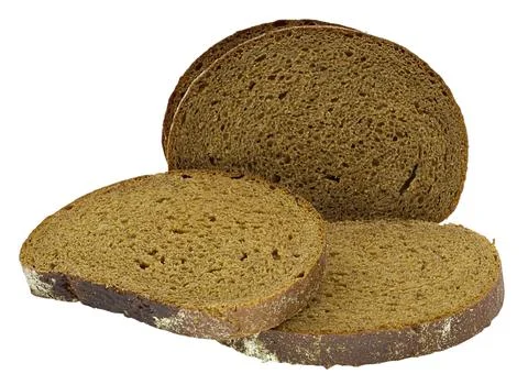 Rye black bread slices isolated on white Foto stock