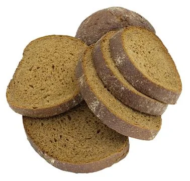 Rye black bread slices isolated on white Foto stock