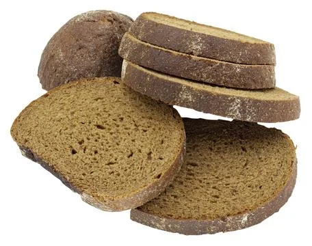 Rye black bread slices isolated on white Foto stock