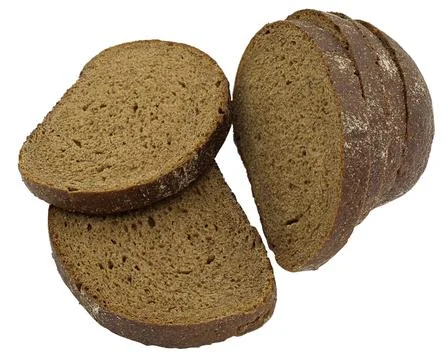Rye black bread slices isolated on white Foto stock