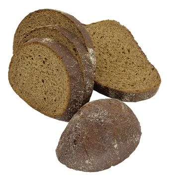 Rye black bread slices isolated on white Foto stock
