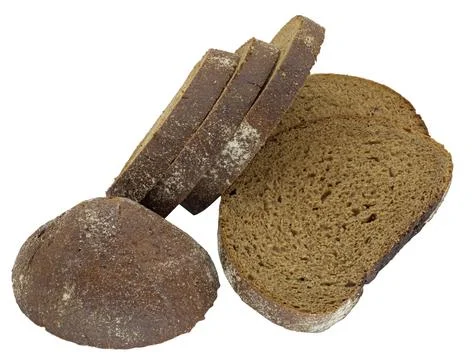Rye black bread slices isolated on white Foto stock