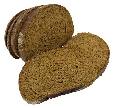 Rye black bread slices isolated on white Foto stock
