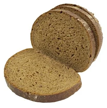 Rye black bread slices isolated on white Foto stock