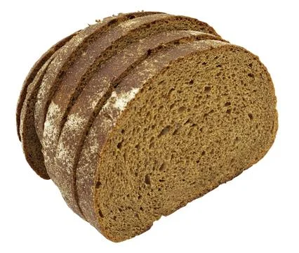 Rye black bread slices isolated on white Foto stock