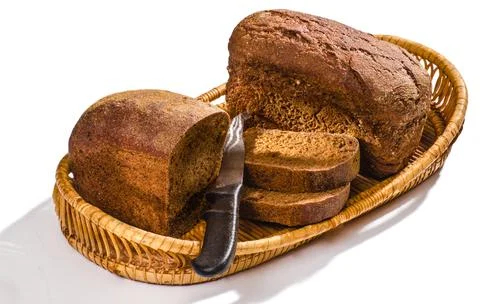 Rye bread and cut pieces. 1 Stock Photos