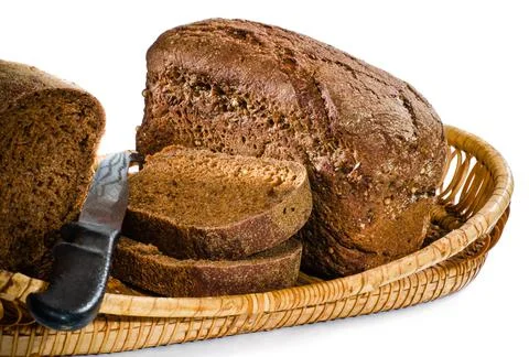 Rye bread and cut pieces 2 Stock Photos