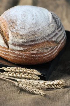 Rye bread and wheat ears Stock Photos