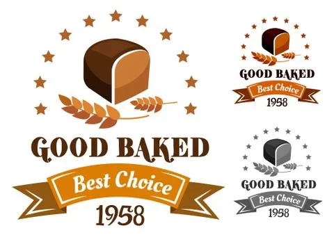Rye bread banner or label Illustrazione stock