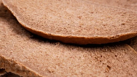 Rye bread brown whole grain whole wheat healthy food for diet Stock Footage 124260761
