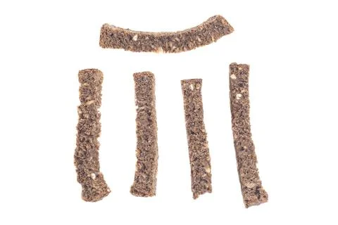 Rye bread crackers isolated on white, top view Stock Photos