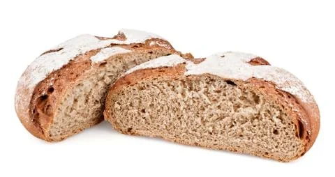 Rye bread cut in half Stock Photos