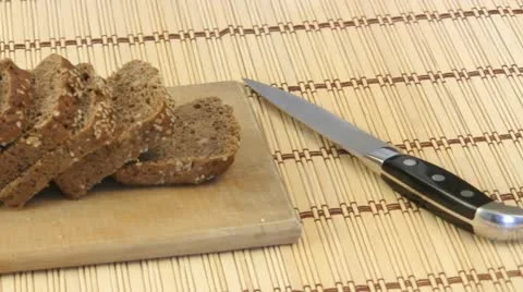 Rye-bread cutting Stock Footage 22427046
