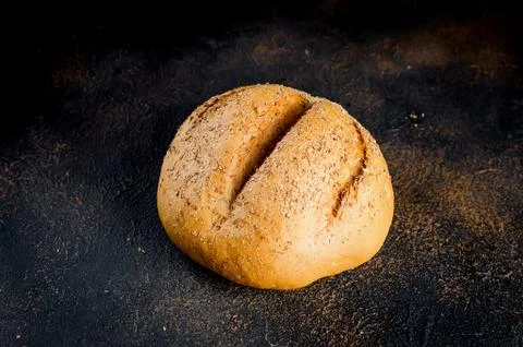 Rye bread on dark background Stockfoto's