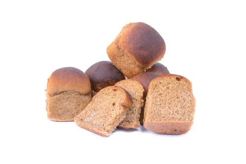 Rye bread with garlic is isolated on a white background, selective focus. Stock Photos