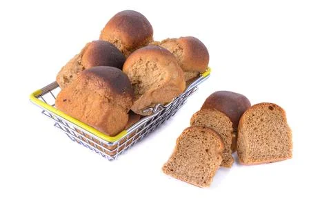 Rye bread with garlic is isolated on a white background, selective focus. Stock Photos