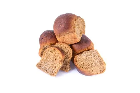 Rye bread with garlic is isolated on a white background, selective focus. Stock Photos