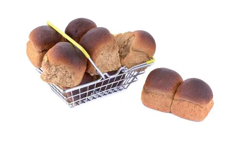 Rye bread with garlic is isolated on a white background, selective focus. Stock Photos