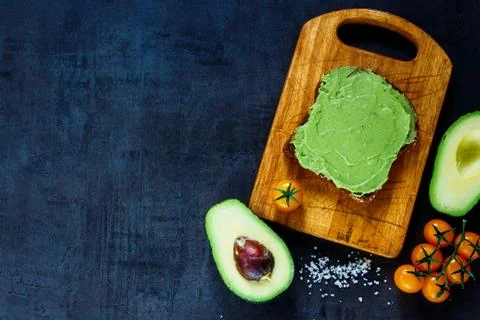 Rye bread with guakomole Stock Photos