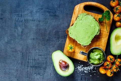 Rye bread with guakomole Stock Photos