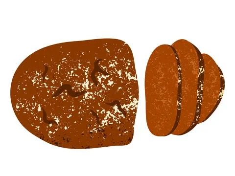 Rye bread loaf with slices isolated on a white background. Vector illustration Illustrazione stock