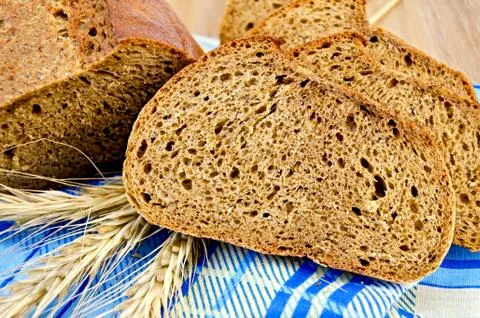 Rye bread on a napkin Stock Photos